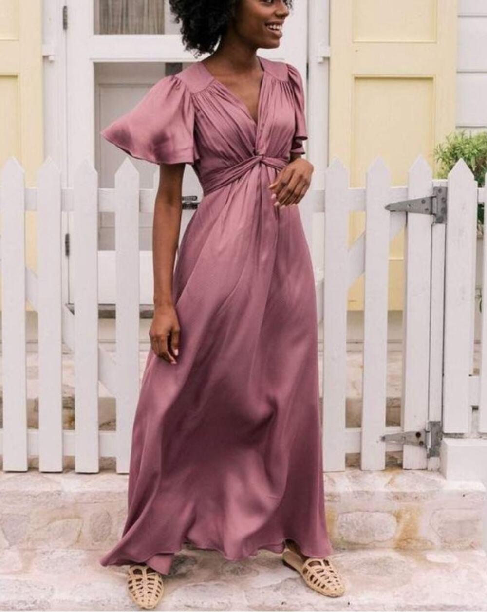 Gal Meets Glad Genevieve Empire Waist Mauve Womens Size 6